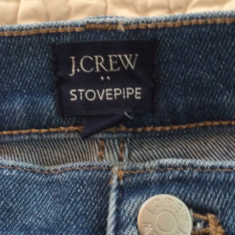 Blue Straight Leg Jeans Distressed Details J Crew stovepipe size 30 new wo tags